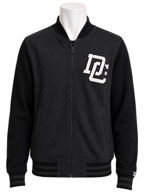 Size M DC Shoes Men’s Varsity Bomber Jacket Black Charcoal‎ Skate Streetwear